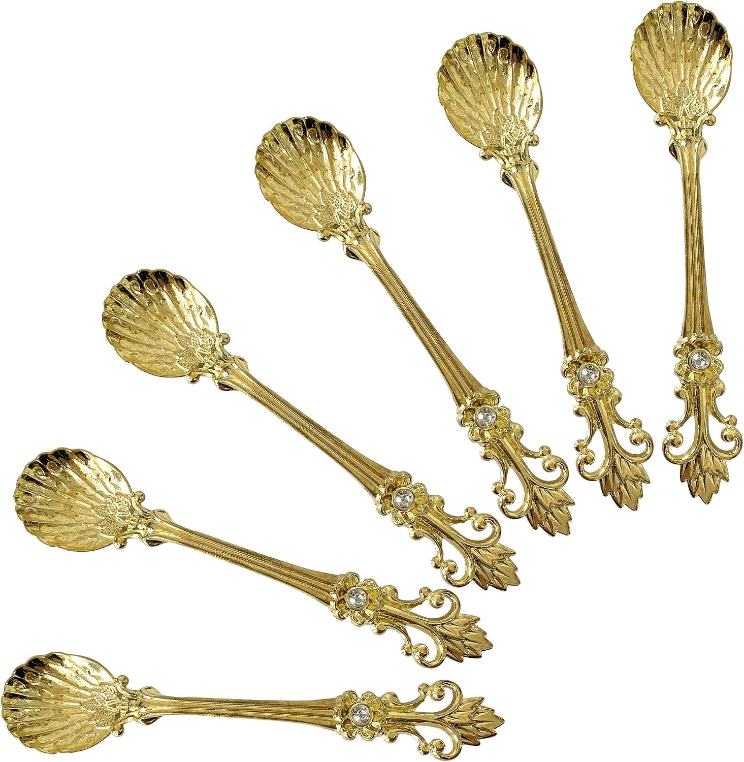 fanquare 6 Pack Mini Spoons Coffee Espresso Demitasse Vintage Tea Spoon 4.5",Gold