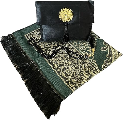 Miniatura 11 de Alfombra de oración musulmana y cuentas con elegante bolsa de tela flameada | Janamaz | Sajadah | Alfombra de oración islámica suave | Regalos