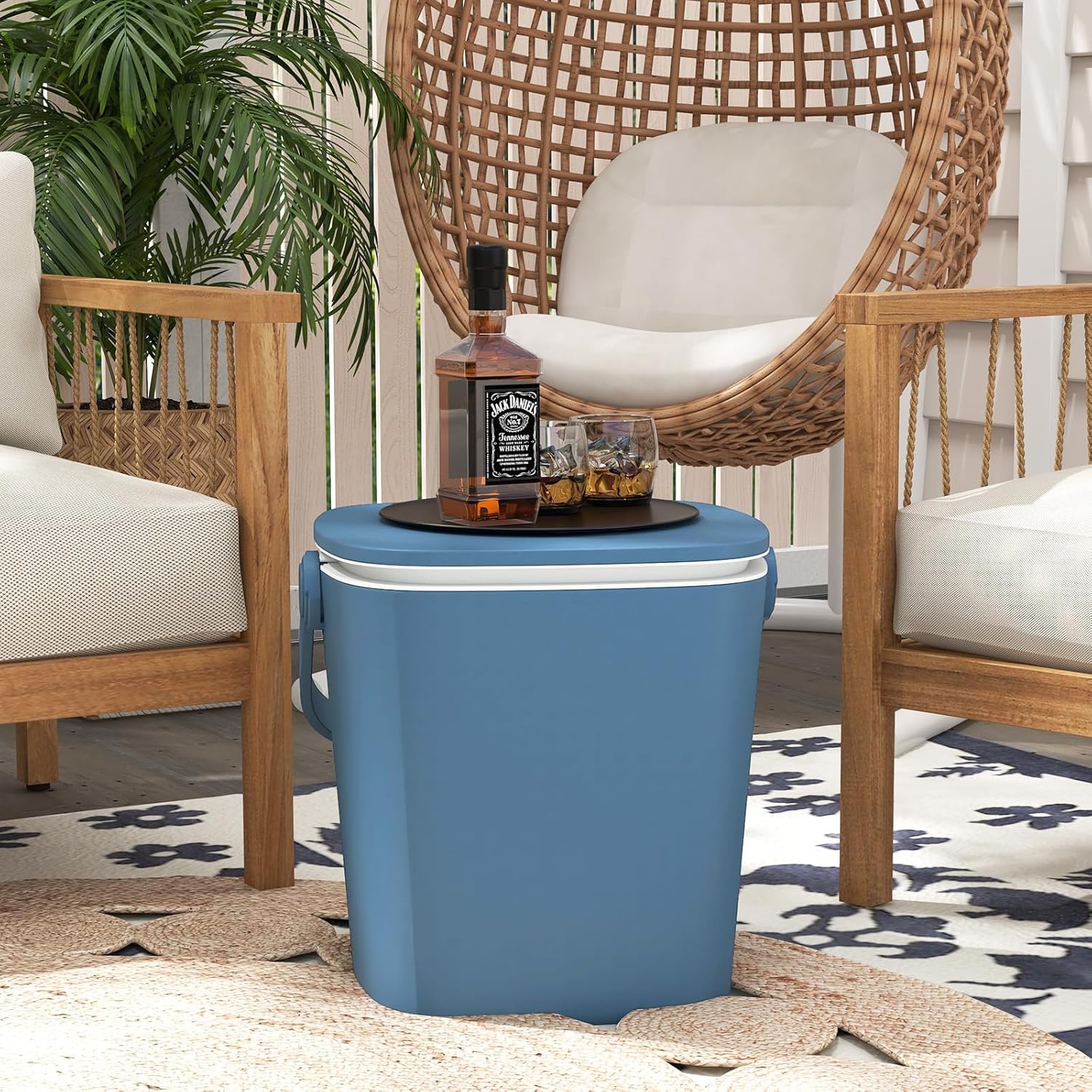 Goplus Cooler Table, Portable 4 Gallon Beer and Wine Ice Cool Bar with Handle, Bottle Opener & Lift Top Lid, 3-in-1 Outdoor Cooler Side Table for Patio Poolside Camping Picnic