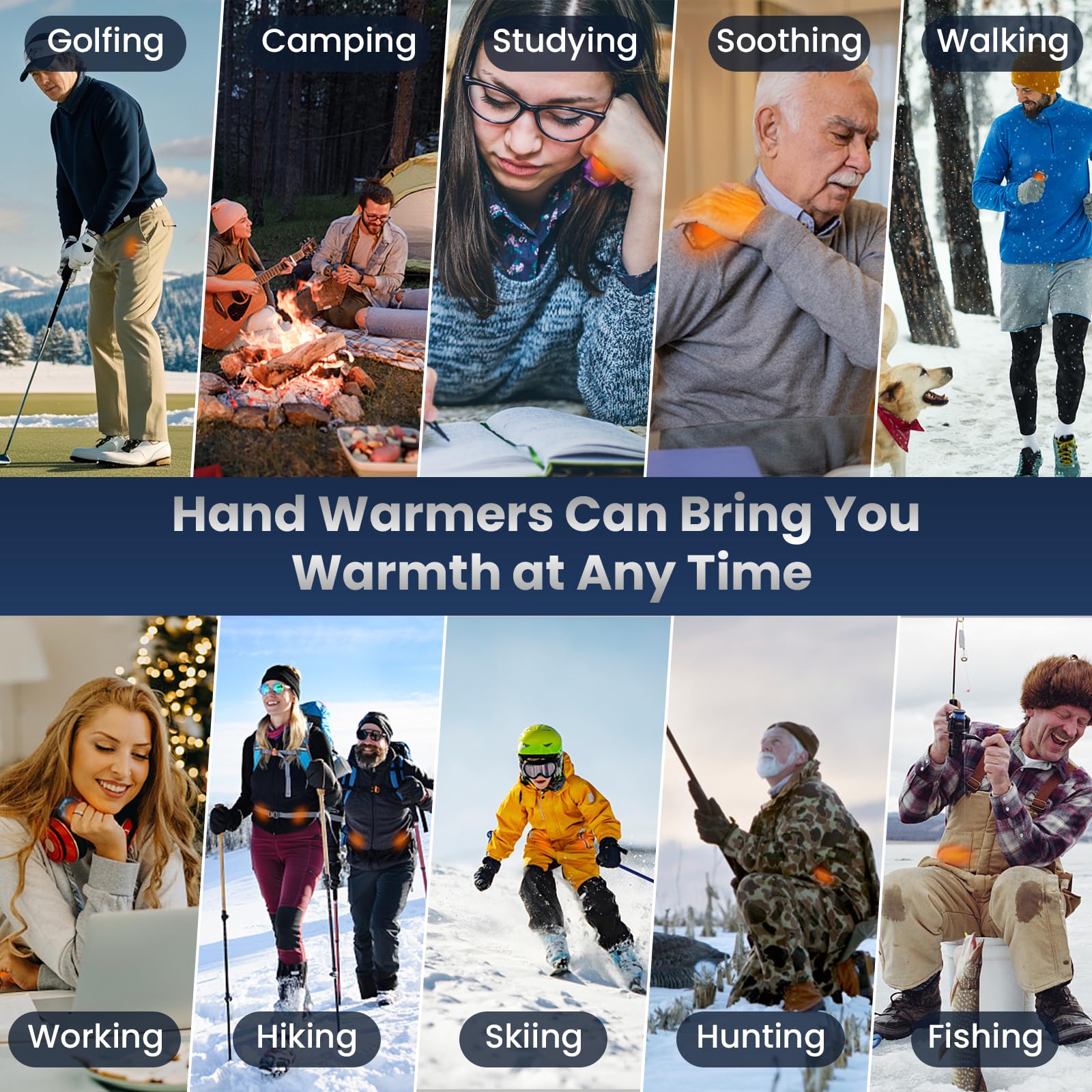 WARMHAND Calentadores de manos recargables AI, paquete de 2, calentador de manos eléctrico reutilizable, calentador de manos para golf, caza, camping, regalos cálidos de invierno para hombres y