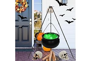 Black Plastic Cauldron 16 Inch with Tripod & Lights