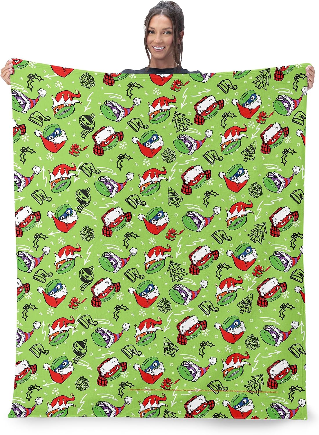 Northwest Nickelodeon Teenage Mutant Ninja Turtles Xmas Turtles Silk Touch Sherpa Throw Blanket 50x60 inches