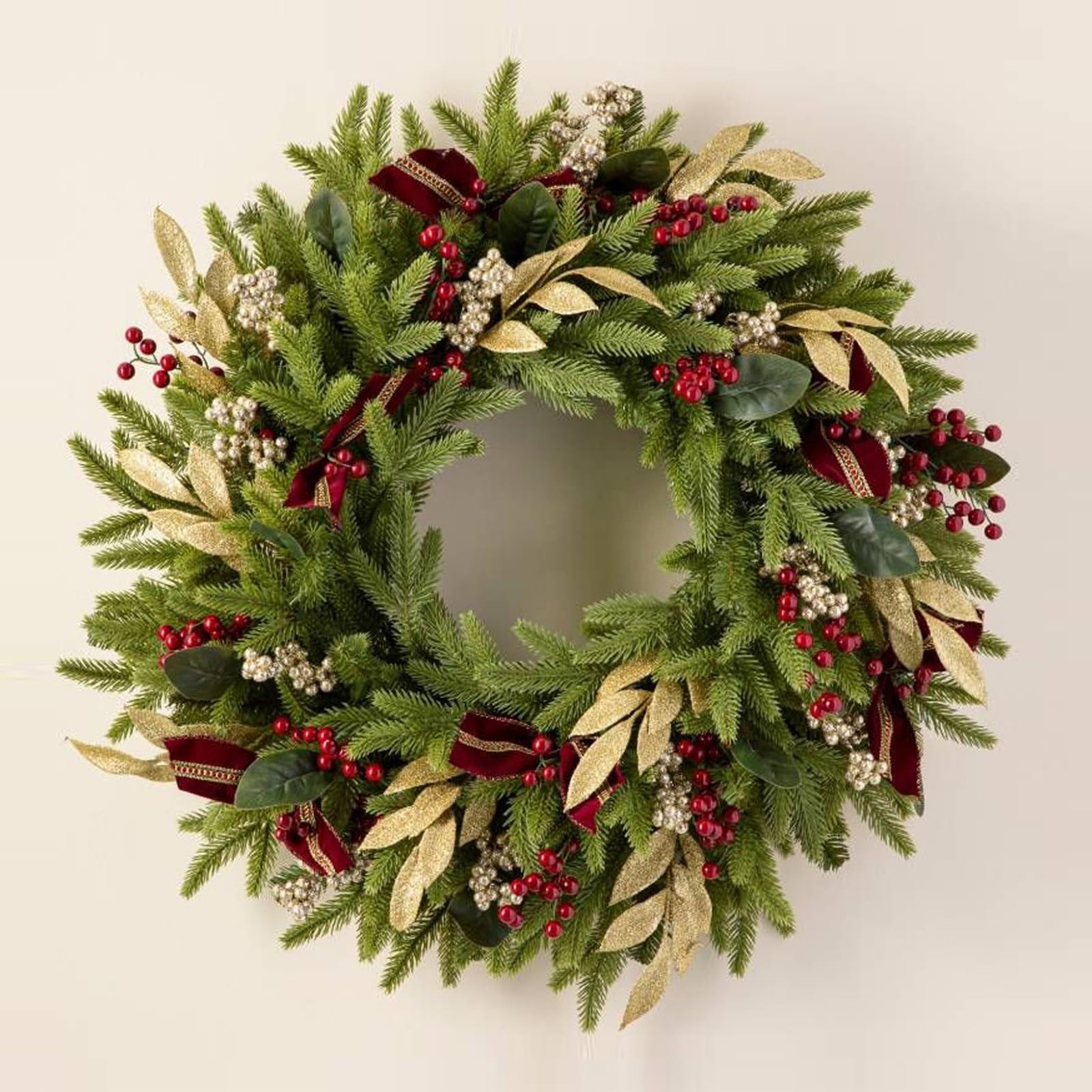 OPFdfhDFH Christmas wreaths, Christmas Garland Decorations, Door, Artificial Pine with Berries, Home Decor for Farmhouse Front Porch Window Outdoor Holiday(80cm/31.4in)