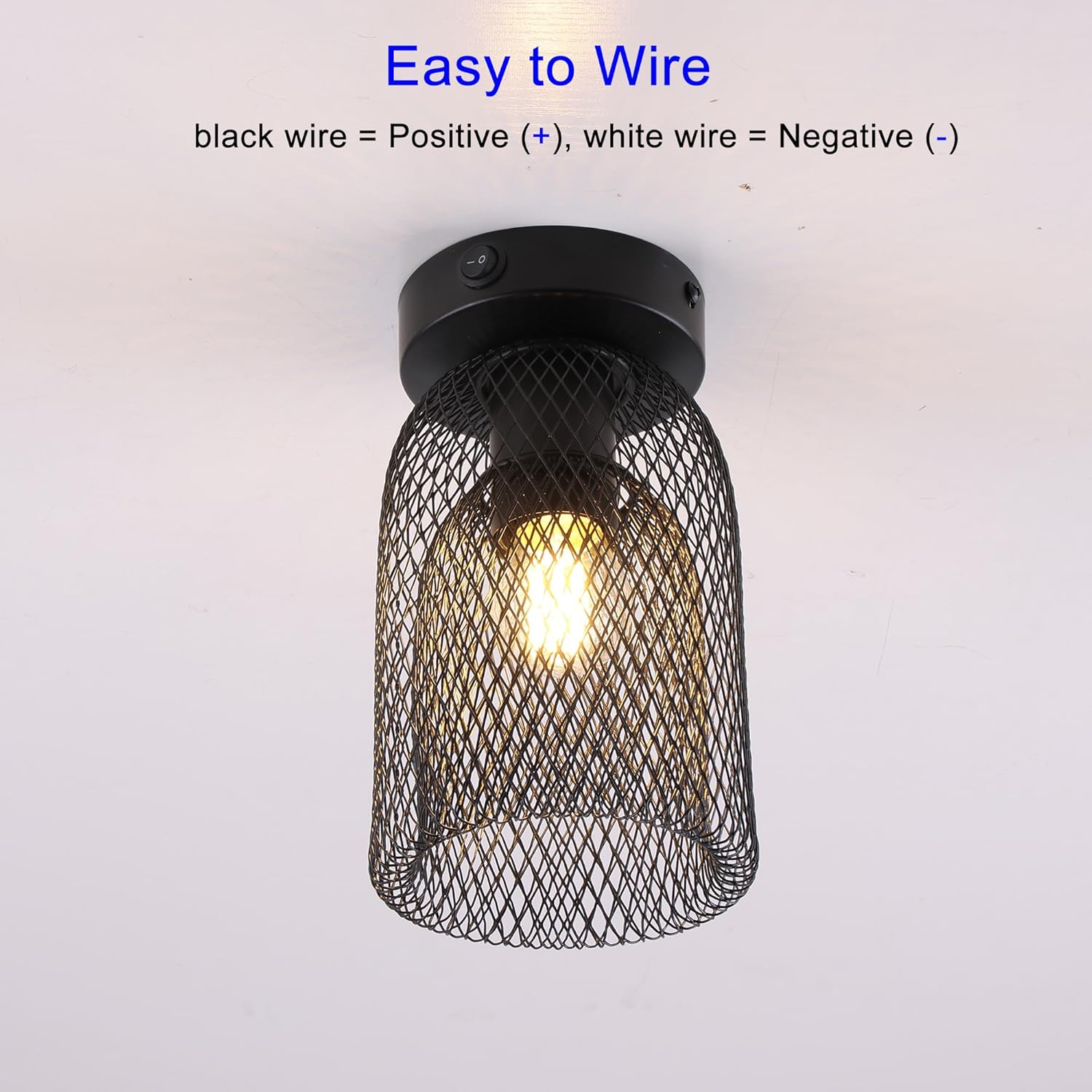 12V RV Vintage Pendant Light Fixture with E26 Bulb, 3000K Warm White Ceiling Light with On/Off Switch, Easy Installation for RV, Motorhome, Camper, Boat