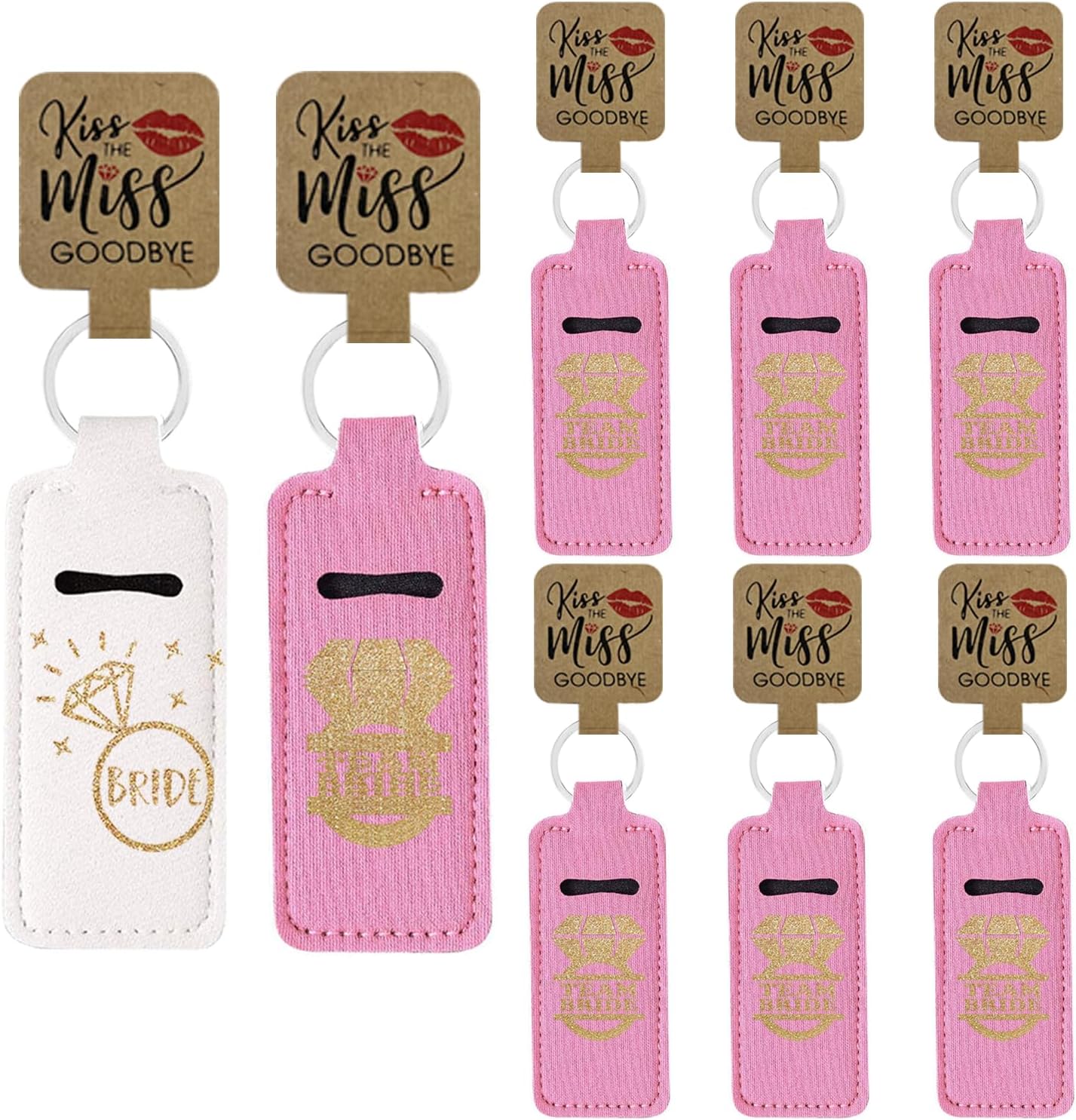 Bachelorette Party Favors, Lip Balm Chapstick Holder Key Chain Team Bride Kiss the Miss Goodbye Bridal Shower Keepsake Gifts, Lip Gloss Sleeve Pouch Lipstick Bag Hangover Kit Bridesmaid Proposal Box