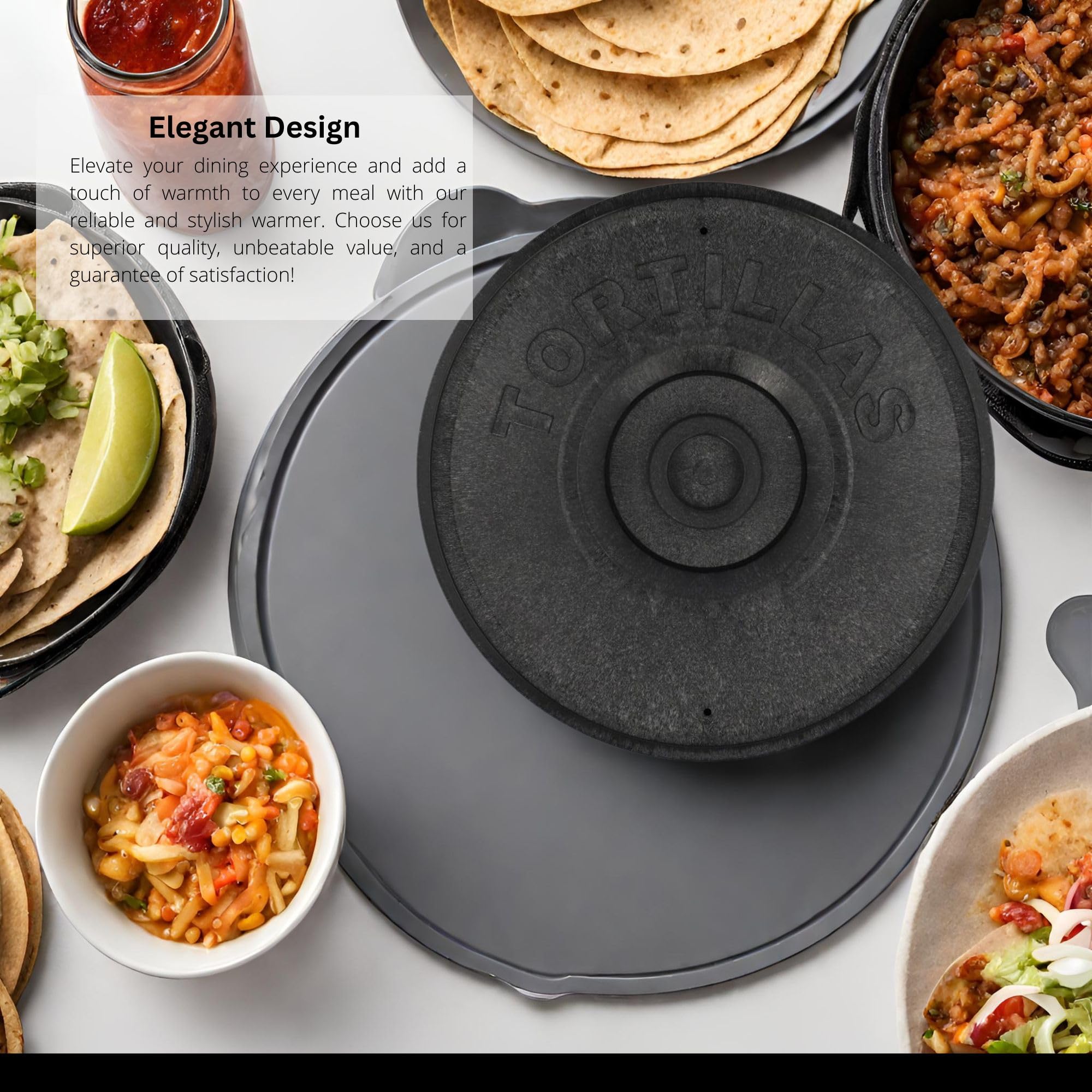 Thunder Up Tortilla-Wärmer mit Deckel, isolierter Tortilla-Halter, ideal zur Aufbewahrung und zum Warmhalten von Burrito, Pfannkuchen, Taco, Mikrowellen-Behälter, Tortillero, Tortillera