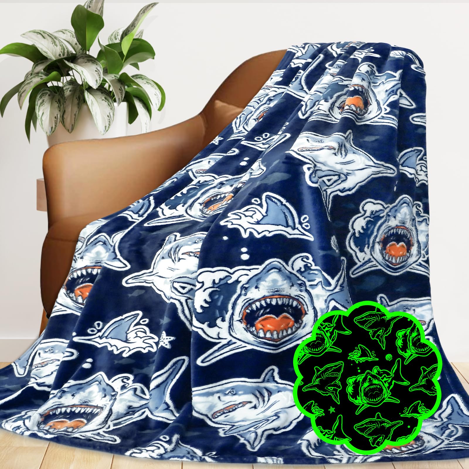 GEULAY Twin Size Shark Blanket, 60"x80"