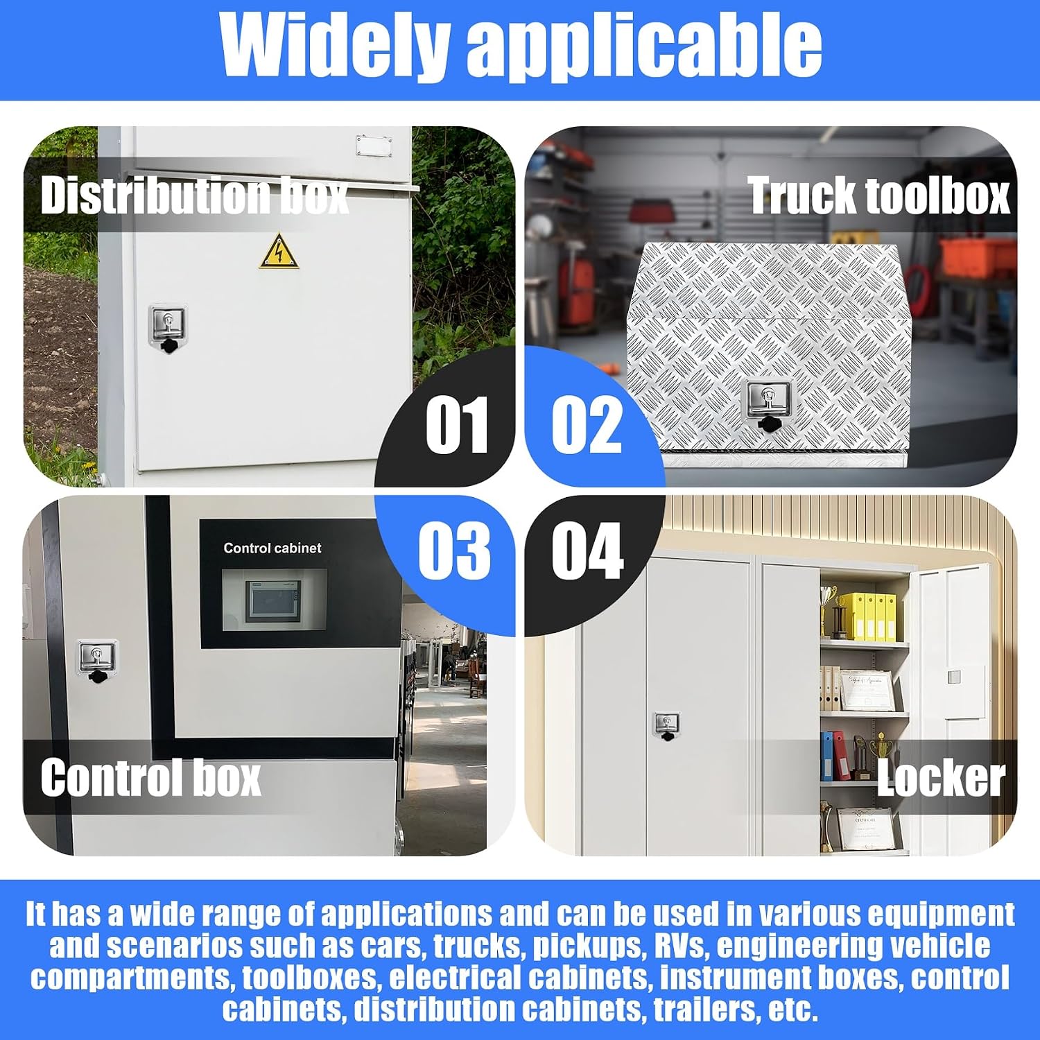 4 Pcs Tool Box Latch T-Handle Latches with Keys Polished Stainless Steel Latch Trailer Door Lock with Gasket Suitable for Truck Bed Tool Boxes Trailer Doors RVs Campers