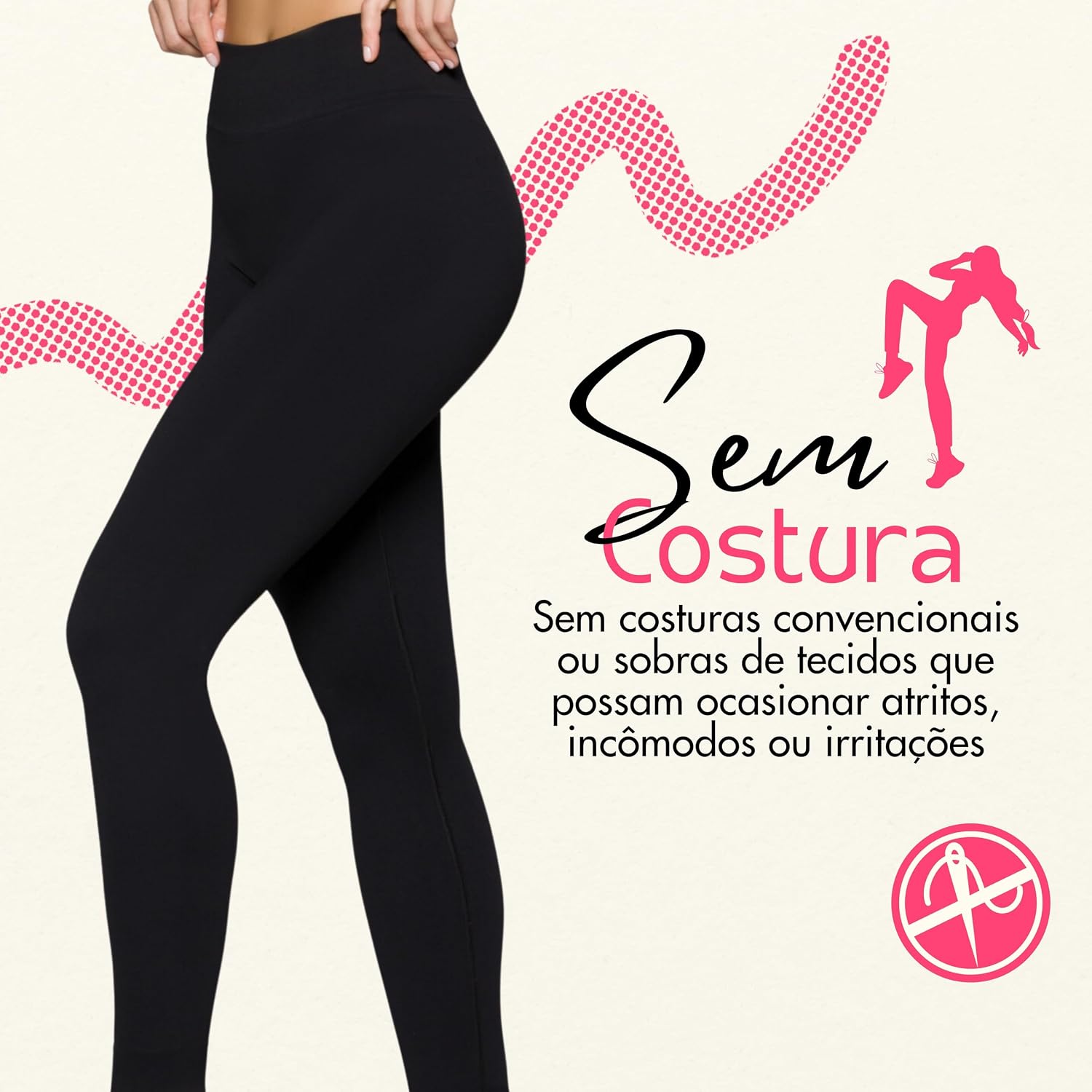 Calça Legging Academia Zero Transparências Sem Costura Cós Alto Microfibra Feminina Selene