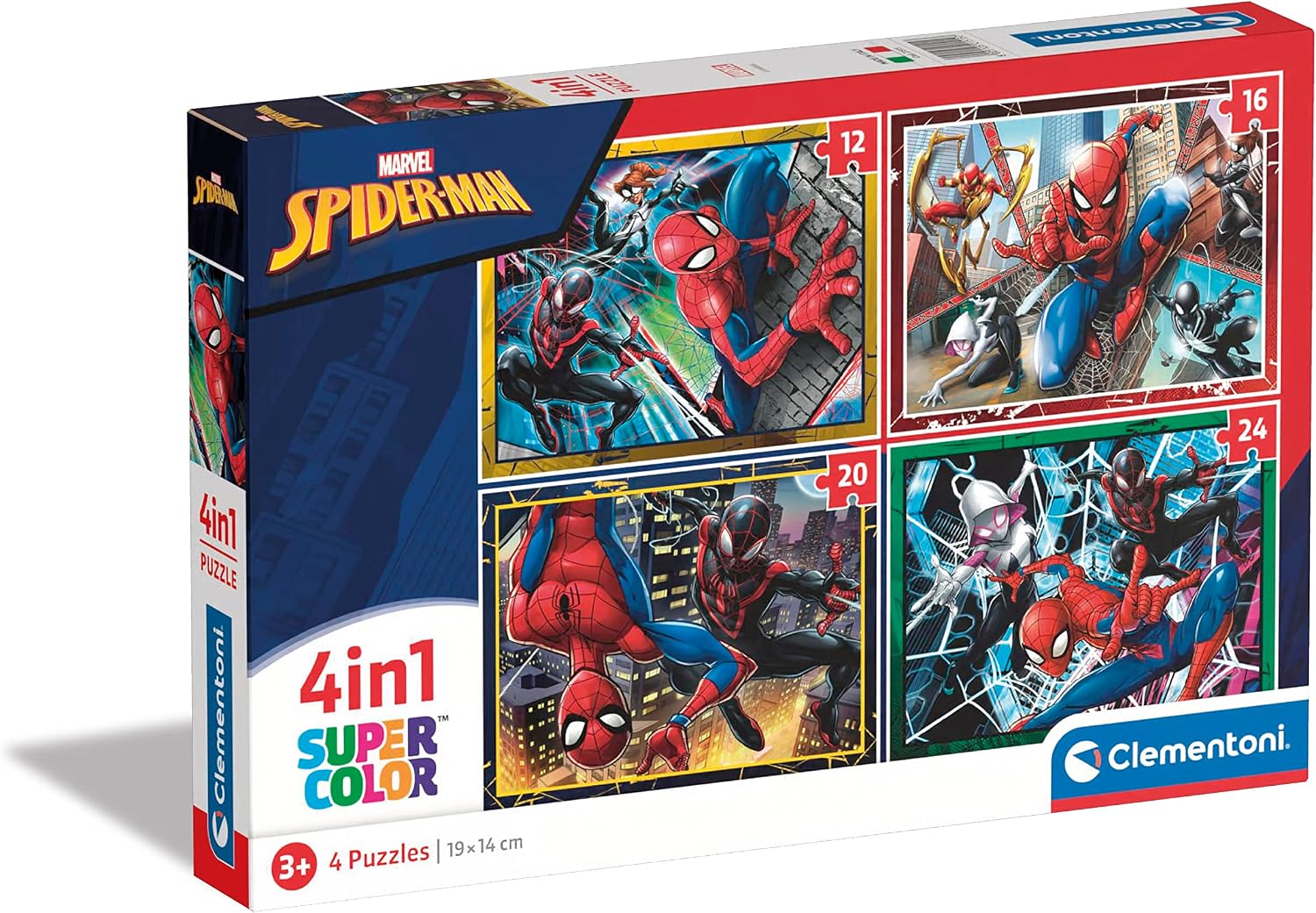 Clementoni Supercolor Marvel Spiderman-4 12,16,20 e 24 Pezzi Bambini 3 ...