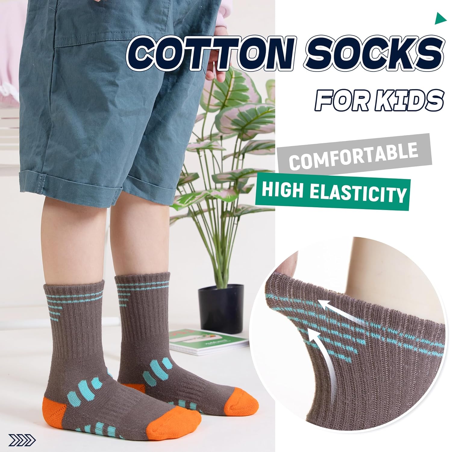 Kids Boys Athletic Socks Sport Basketball Crew Soft Cotton Breathable Youth Casual Socks 6 Pairs - Image 2