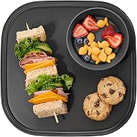 Vista 1 de madesmart Dipware Reusable Dining Plate/Serving Tray for Appetizers and Snacks, Food-Safe Appetizer Serving Platter with Removable Dip Bowl, Carbon