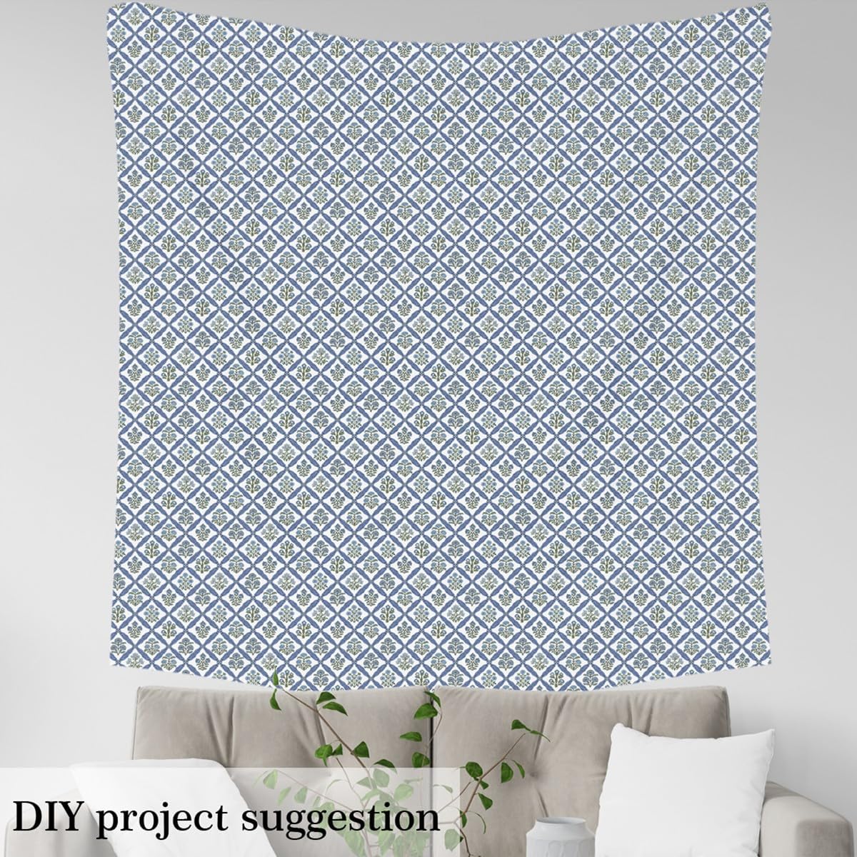 Erosebridal Blue White Flowers Fabric by The Yard Botanical Chrysanthemum Waterproof Outdoor Decor Daisy Retro Floral Garden Upholstery Decor DIY Decor for Quilting Sewing 3 Yards