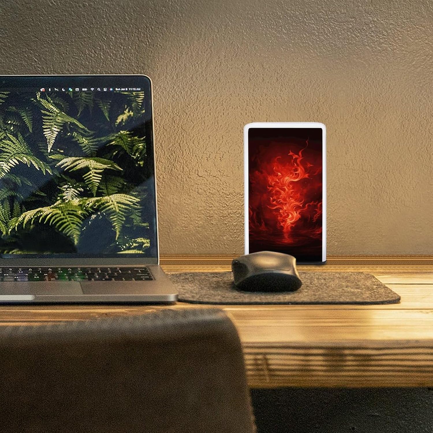 Desk Lamp Table Lamp with 2 Lighting Modes Battery Operated Red Flame Reading Lamp for Bedroom Nightstand