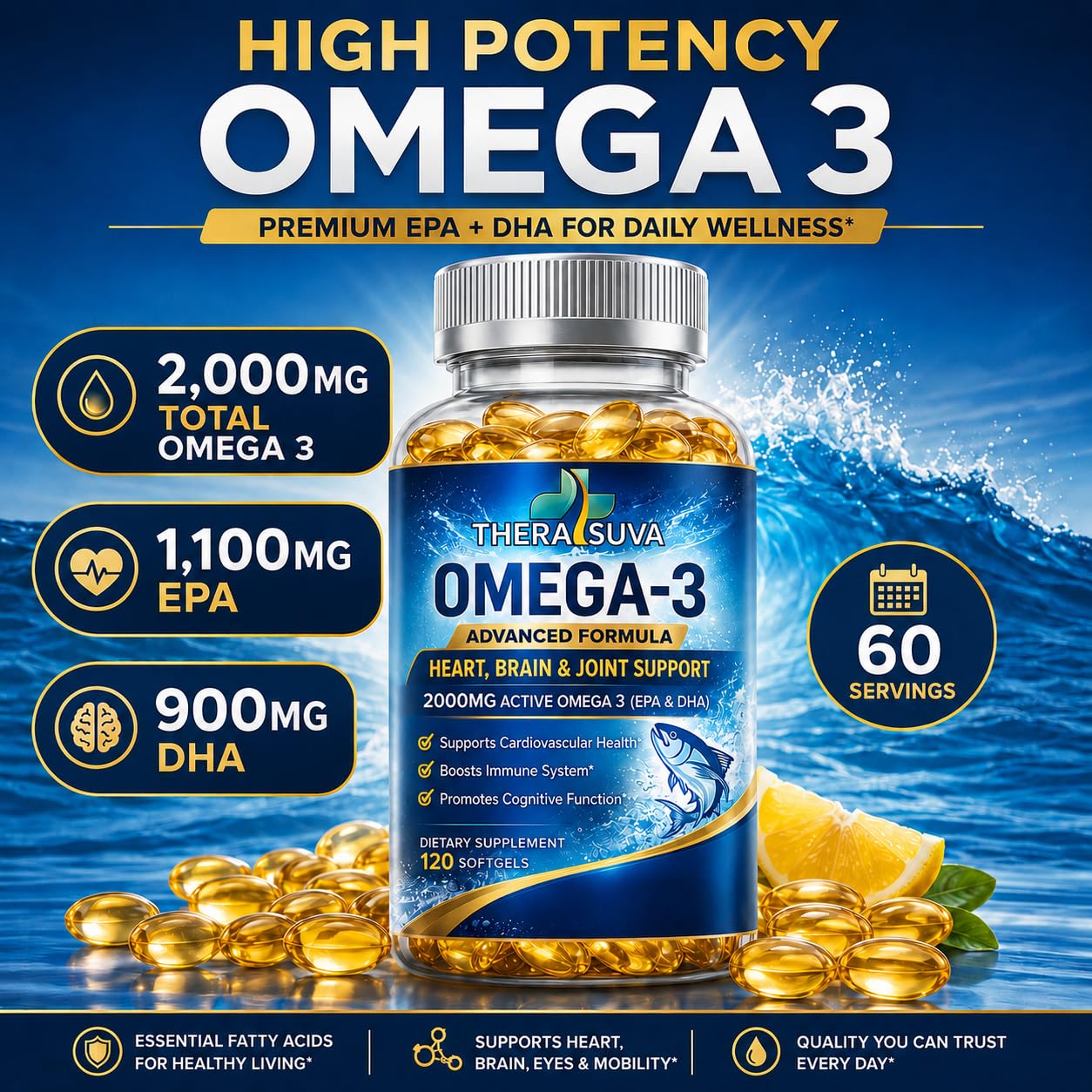 Triple Strength Alaskan Fish Oil, 120 Easy to Swallow Veggie Softgels — Amazon image 2