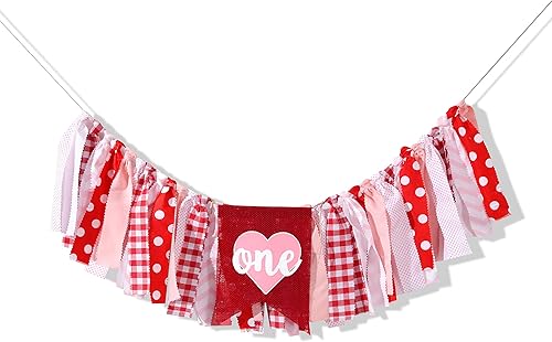 Cartel de feliz día de San Valentín para silla alta Decoración de fiesta de San Valentín para primer o primer cumpleaños, cartel de San Valentín