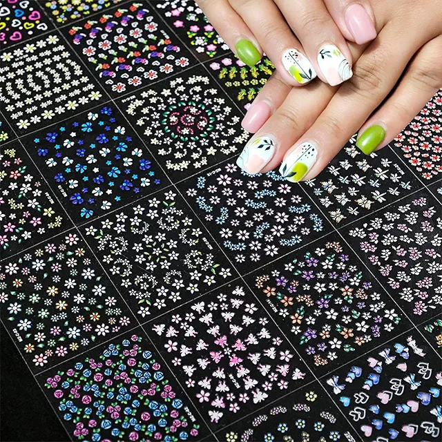 30 Sheets 3D Flower Nail Stickers for Kids, Girls, Women - Stickers Nagels