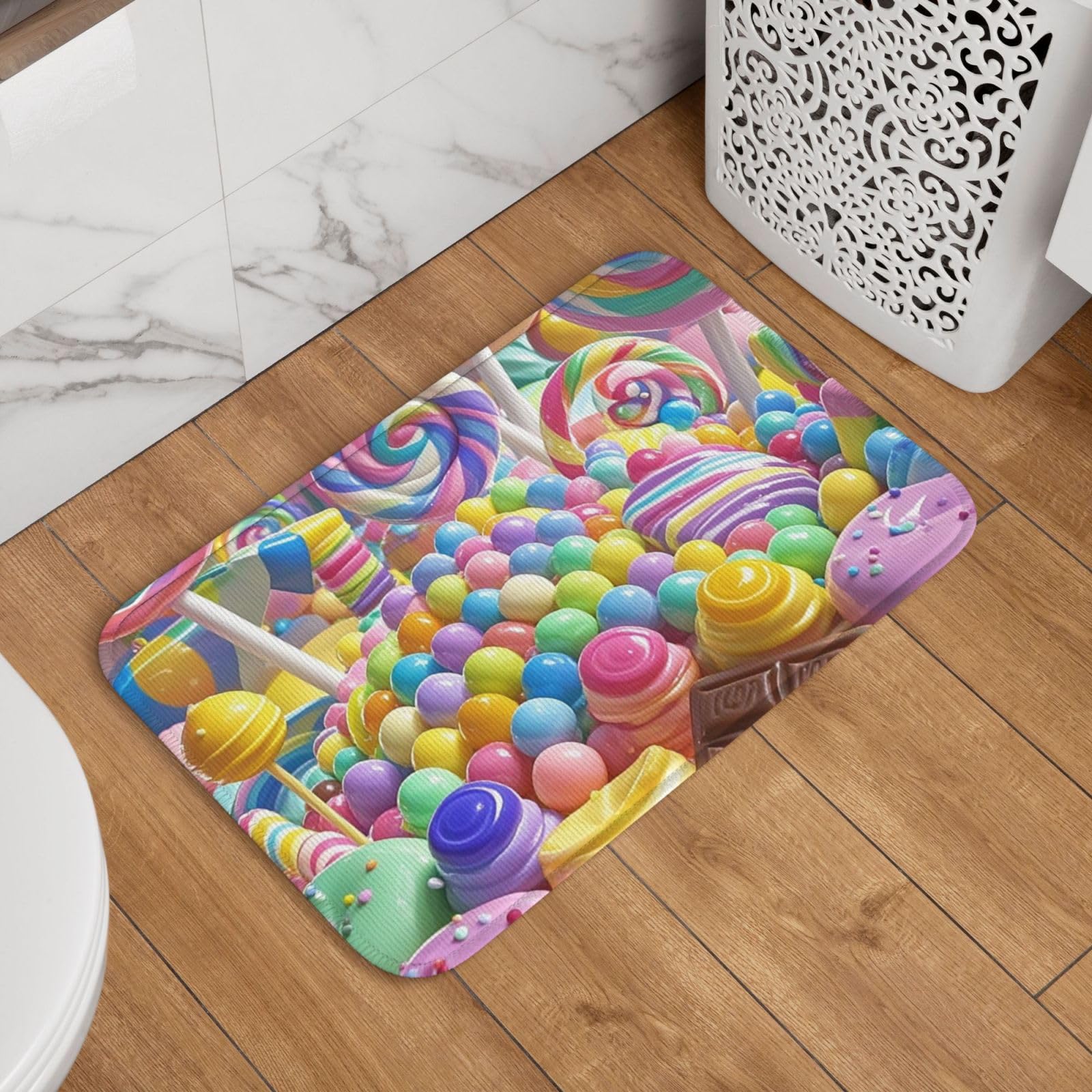 Candy Land Doormat Welcome Door Mat Non-Slip Absorbent Bath Rug Soft Washable Floor Mat Modern Carpet for Stylish Kitchen Bedroom Bathroom Decor 16 X
