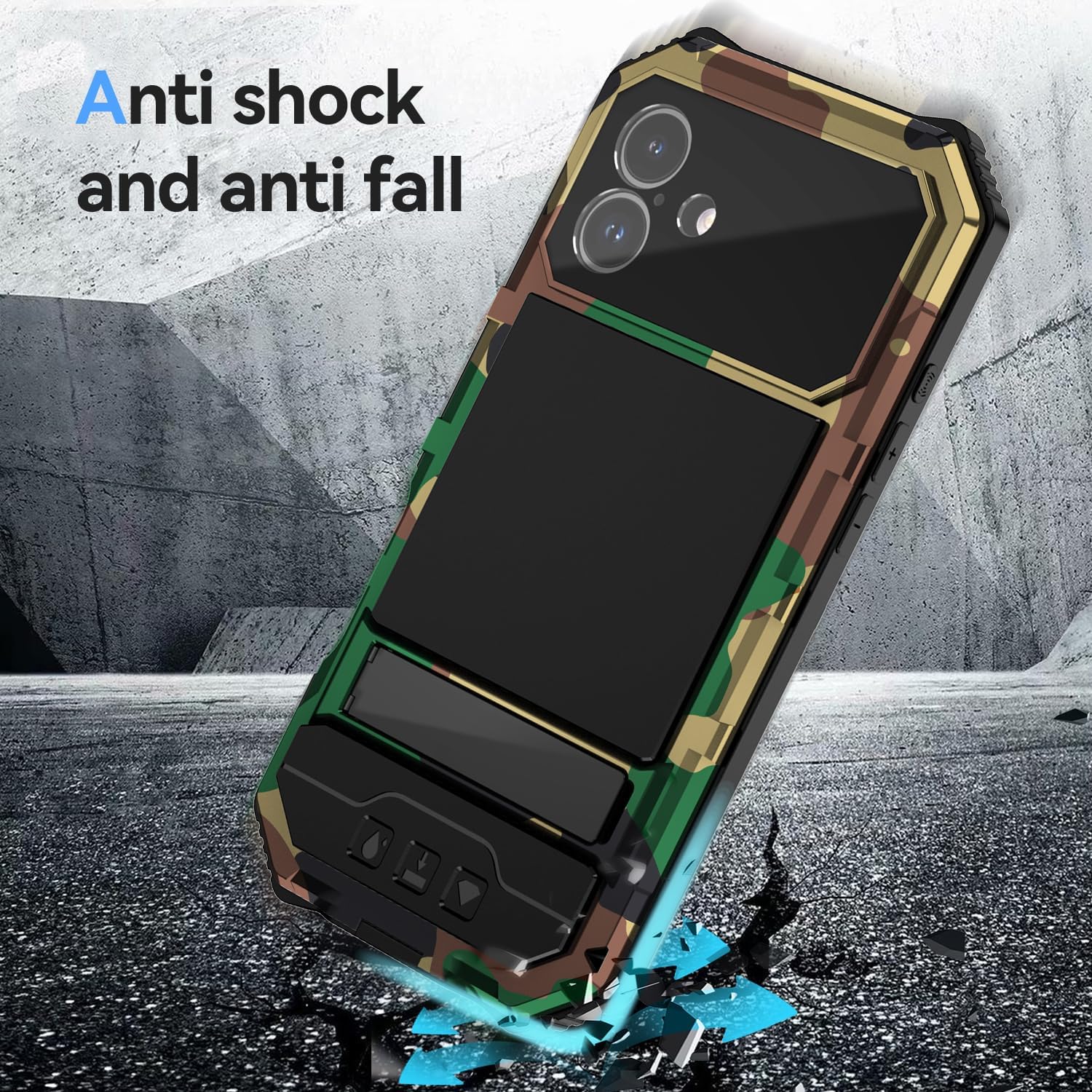 Lunivop Compatibility with iPhone 16 Plus Case 6.7'' 2024 Heavy Duty with Built in Screen Protector Lens Protection Rugged Stand 360 Full Body Military Grade Metal Bumper Phone Cases Men Camouflage