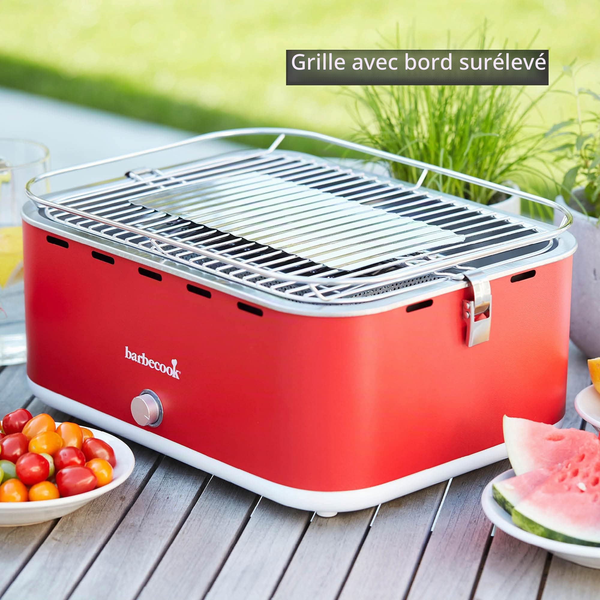 Barbecook Carlo barbecue de table au charbon, grille camping, Chili Pepper 44x33x21cm