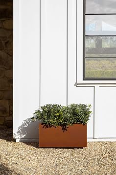 Veradek Corten Steel Series Long Box Planter - Large Rectangular Corten Steel Planter | Naturally Rusting Steel for All-Weather Use | Modern Rustic Decor for Flowers, Tall Plants, Shrubs