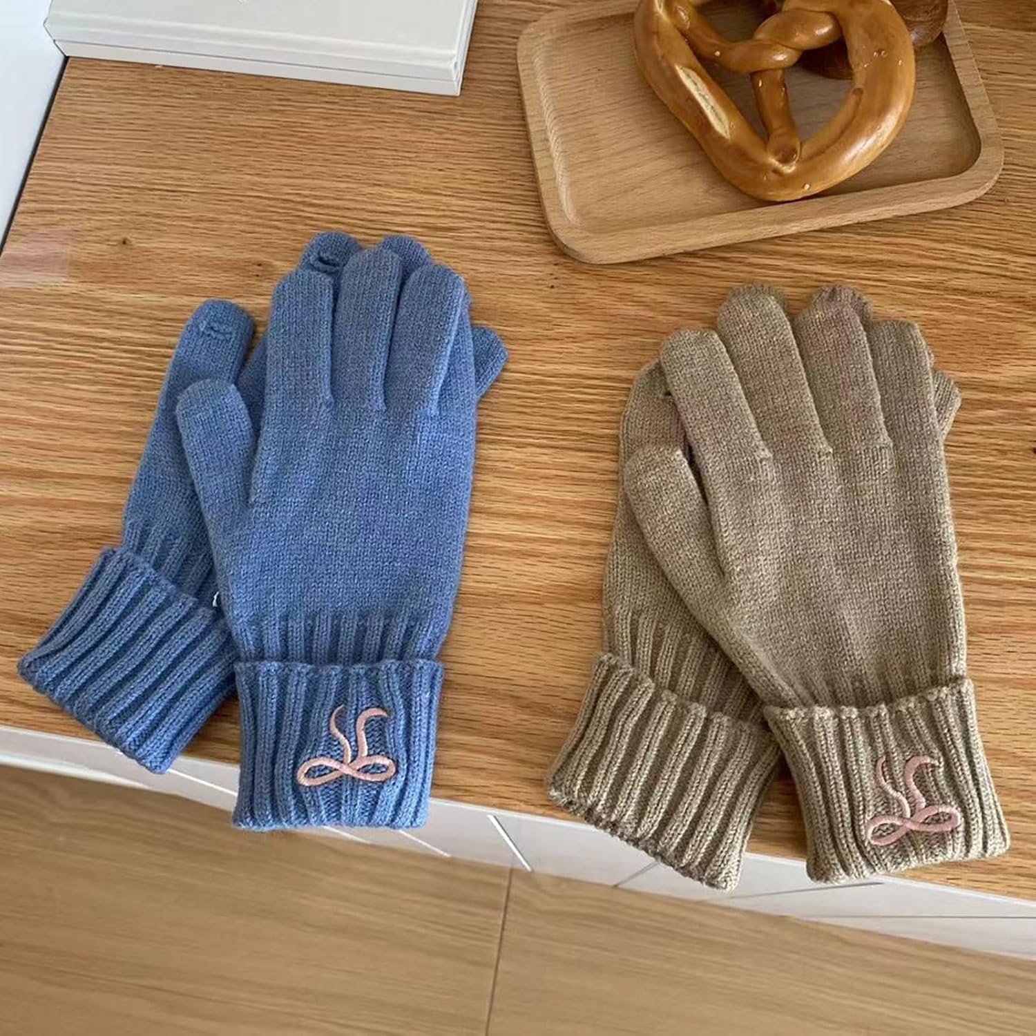 Thicken Girls Gloves Warm Thermal Full Finger Winter Stylish for Girl Women Winter Fashion Gloves Womens Knit
