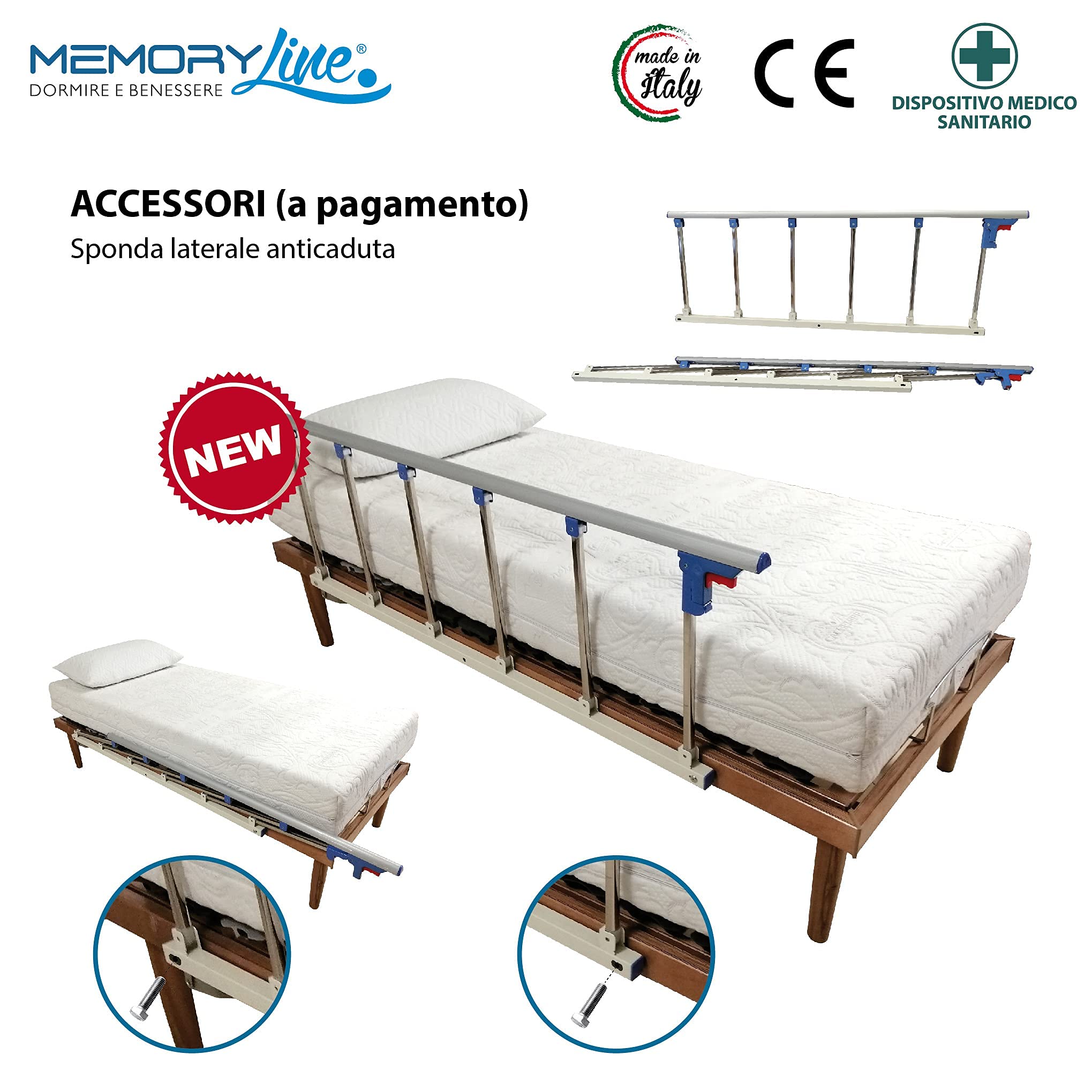 MEMORYLINE Super Offerta - ROYAL Rete elettrica motorizzata matrimoniale (doppia singola) con regolatori ergonomici, due motori doppi OKIN. RILASCIO DISPOSITIVO MEDICO