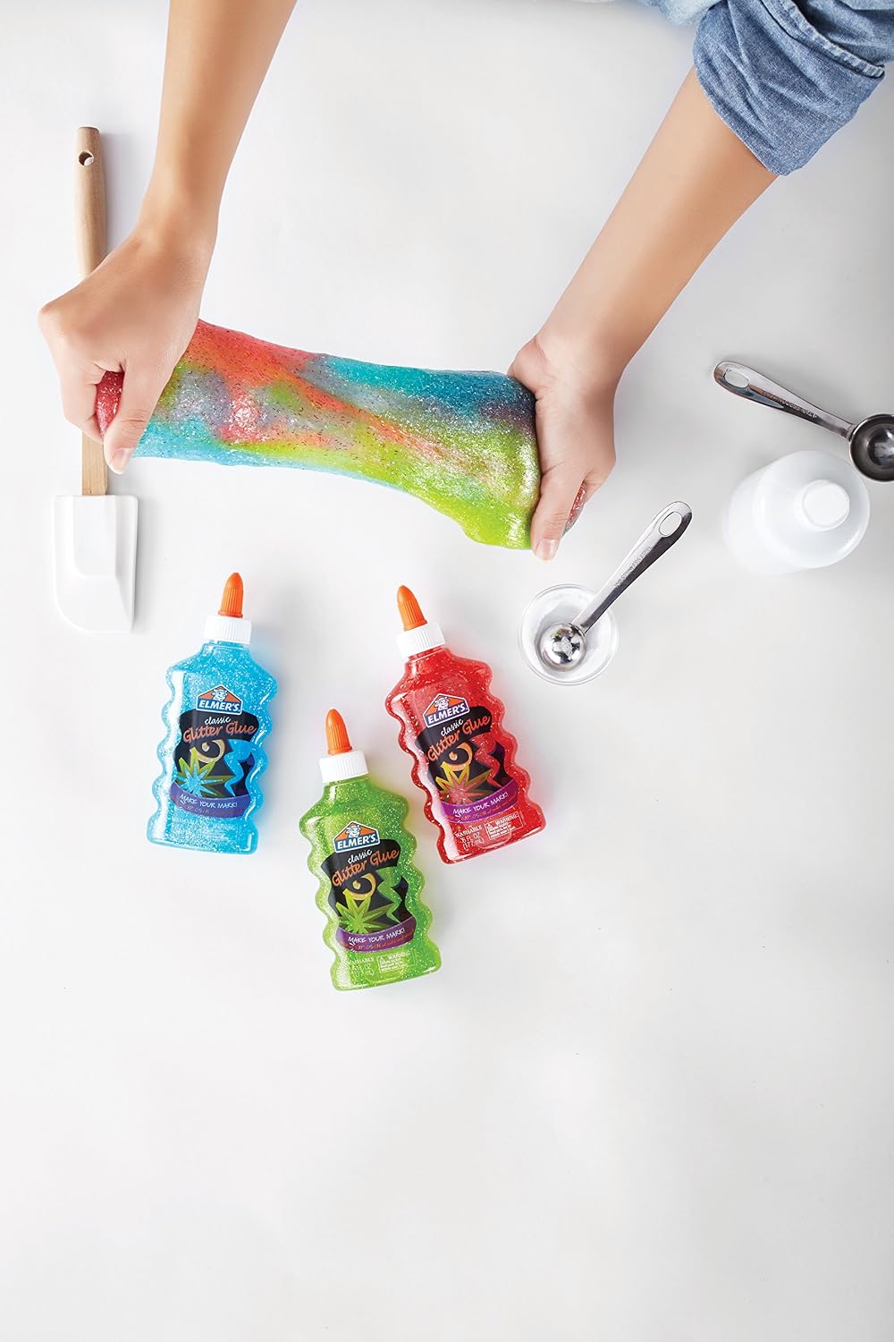 Elmer’s Rainbow Slime Starter Kit with Green, Blue and Red Glitter Glue, 6 Ounces Each, 3 Count