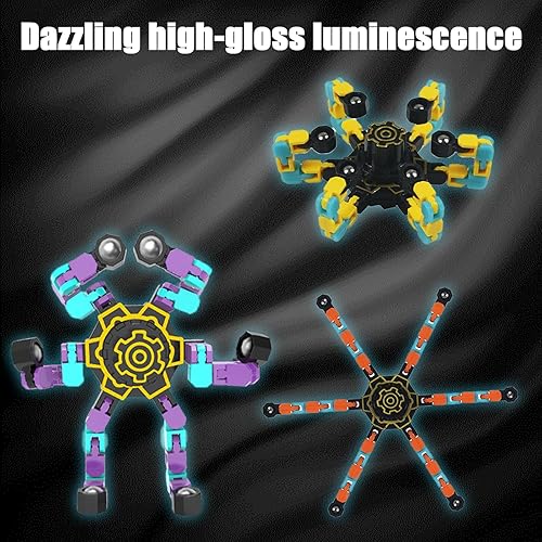 Miniatura 5 de 12 juguetes giratorios de rotación de alta velocidad transformables noctilucentes para niños y adultos, juguetes para aliviar el estrés en la punta