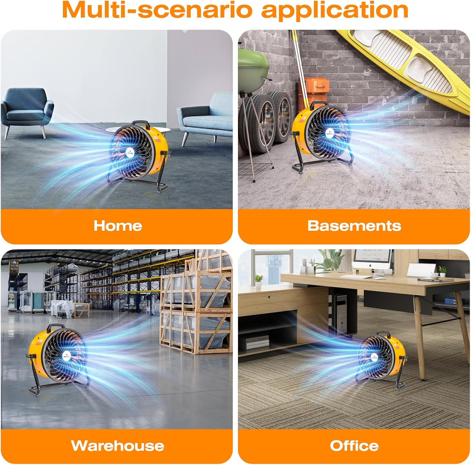 iLiving 16 in. Low Noise Turbo Fan 2687 CFM 3-Speed Portable Air Circulator for Shop, Office, Greenhouse, Home and Warehouse