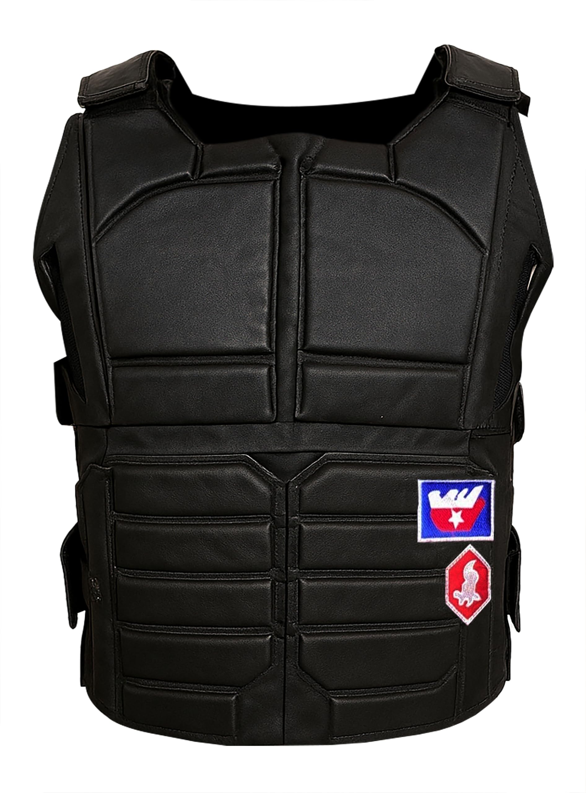 LP-FACON Mens 77 Punk Vest | Tactical Military Game Cosplay Costume Jacket | Black Genuine Leather