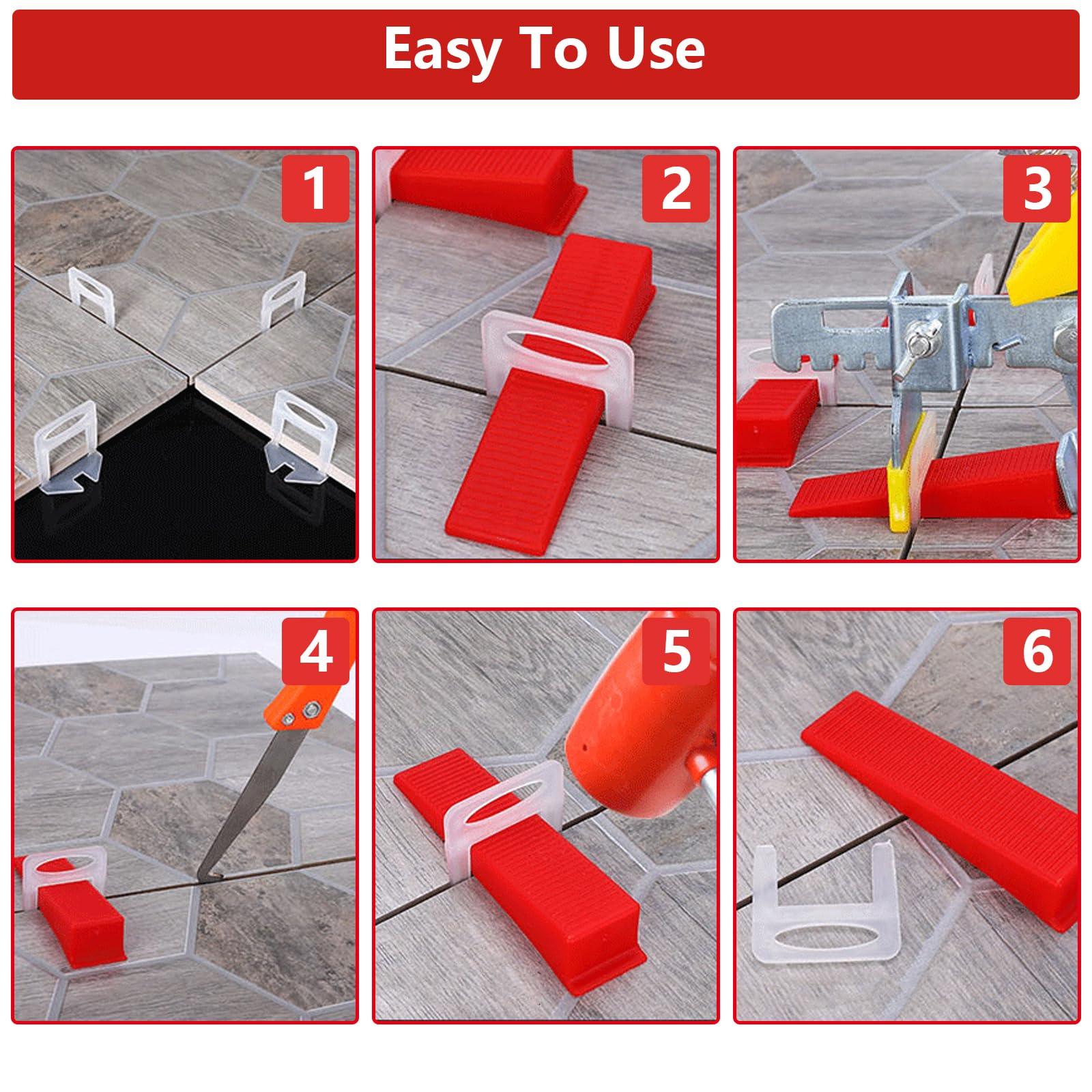 VIDETOL 601 Pieces Tile Leveling System, 3 mm, Tile Leveling Set, 1 Pliers 100 Wedges 500 Tabs, Joint Width Laying Aid for Stone Laying DIY and Professionals