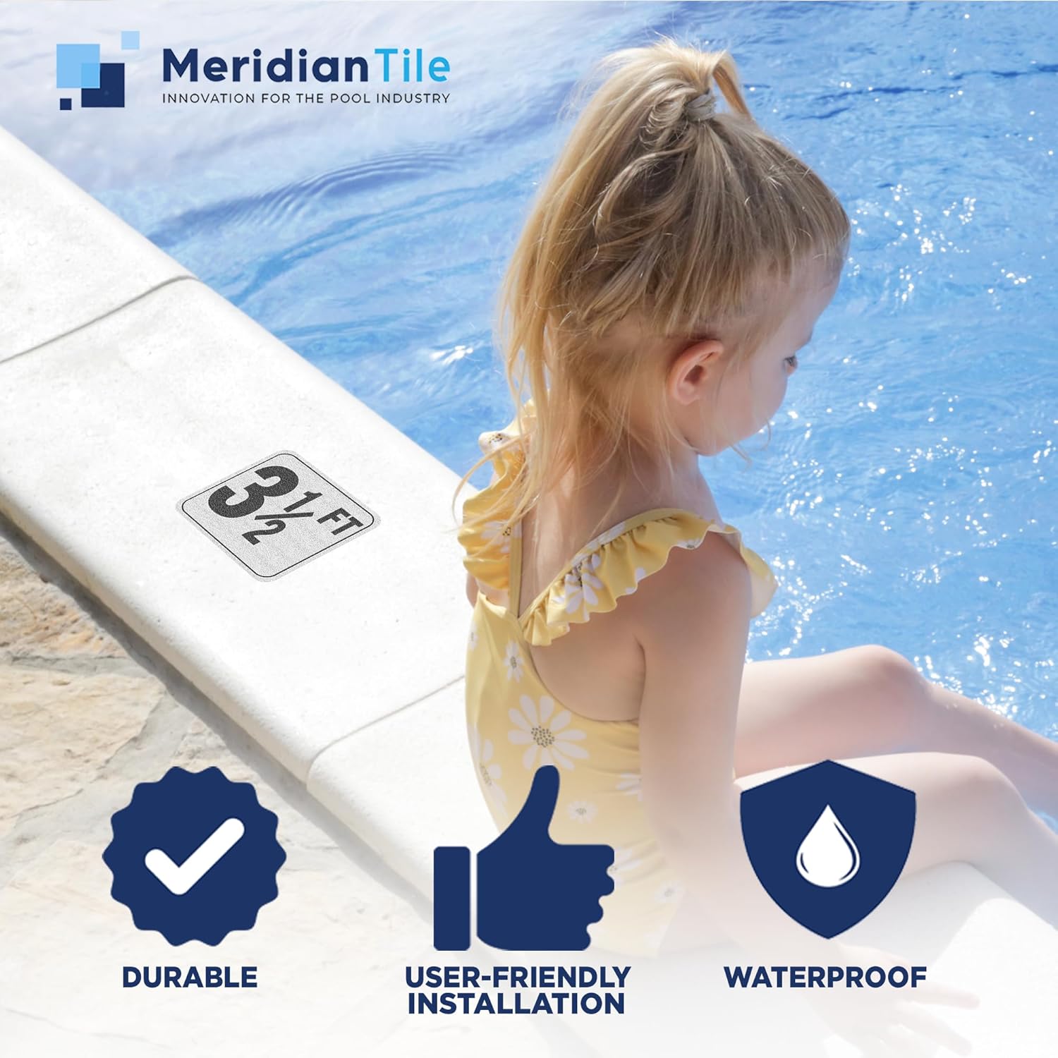 Aquatic Custom Tile 3 1/2FT Depth Markers, 6x6 Inch Vinyl Stickers, Swimming Pool Number Signage, Adhesive Pool Depth Markers for Decks, Made in USA - Image 5