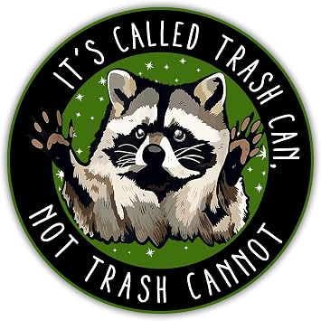 314PI Trash Can Sticker - Die-Cut Vinyl Possum Decals for Laptop, Phone, Water Bottles & Kindle Size 5"