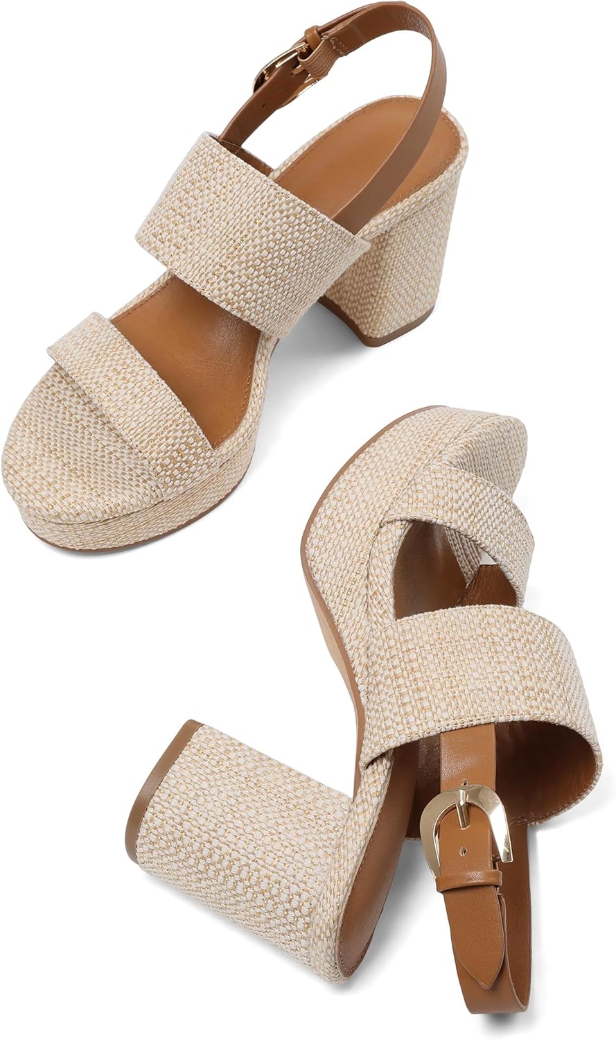 Marc Ford Platform Heels for Women Chunky Heels Sandals with Ankle Strap Fashion Open Toe Block Heels for Summer Dress 2026
