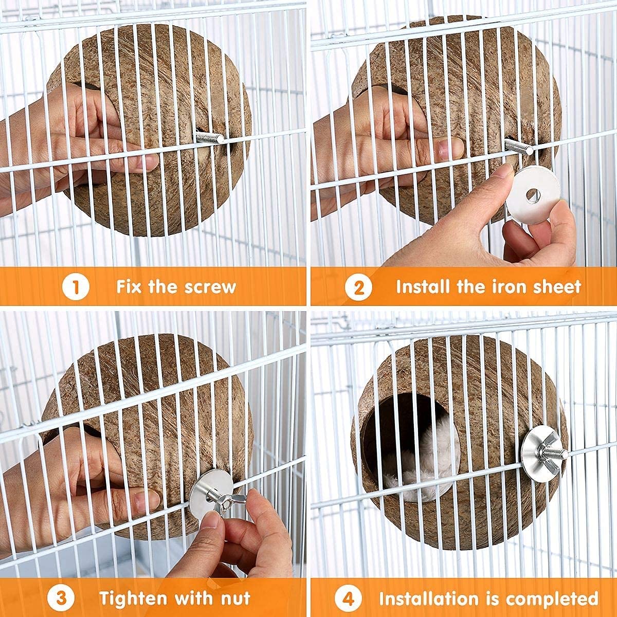 Nido de Loro Nidos de Pájaros Hamaca de Aves Artesanías Delicado Colgante de casa de pájaro cáscara de Coco Mascota Nido de pájaro hámster Nido de cría de Ardillas para Animales pequeños