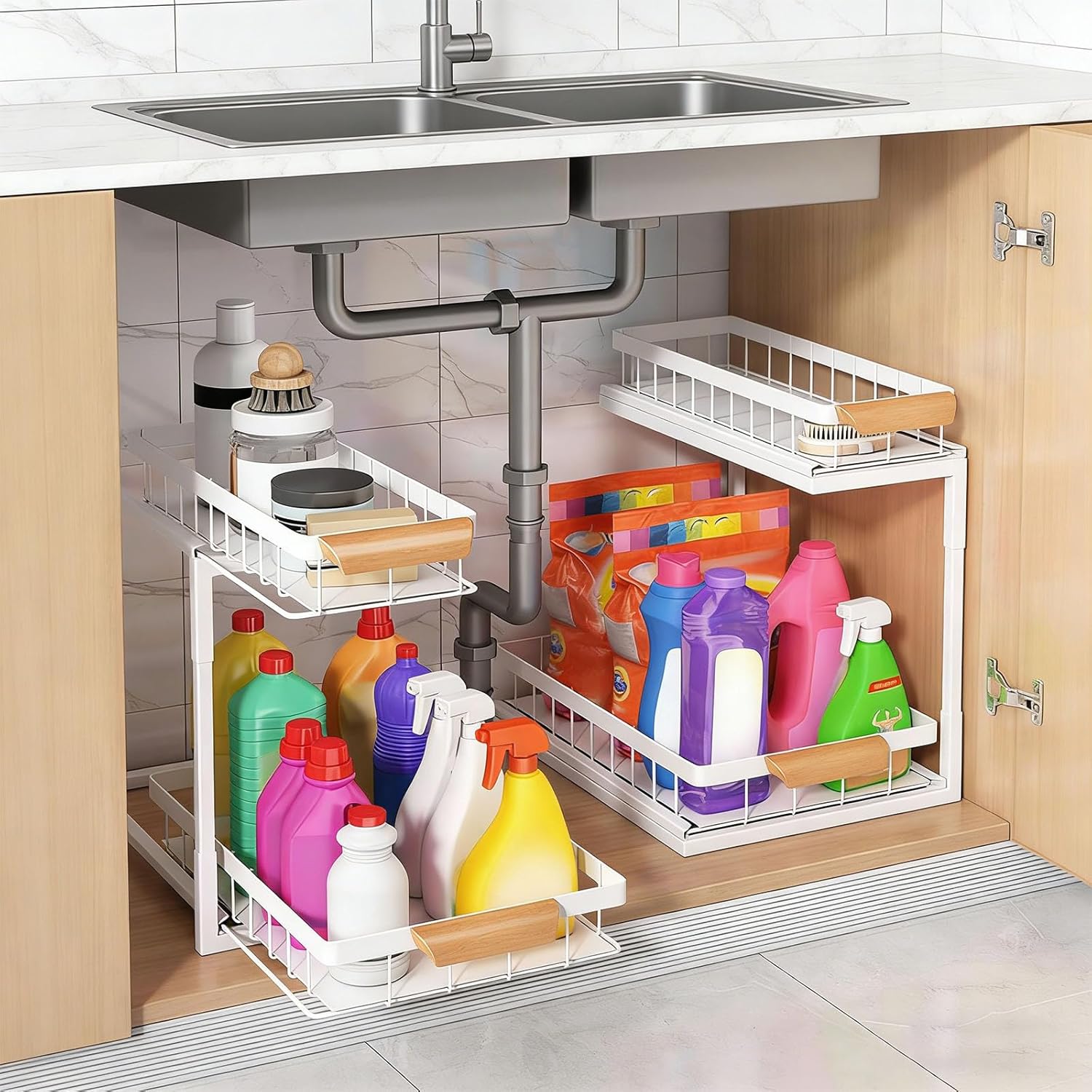 L Shaped Adjustable Rack 3 Position Carbon Steel for Sink Zone Maximizing Storage Kitchen Bathroom Heavy Duty Shelf