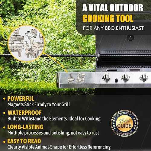Miniatura 9 de Garyank - Imán de temperatura de carne para nevera, tabla de temperatura de carne de metal, accesorios para ahumar a la parrilla, accesorios de