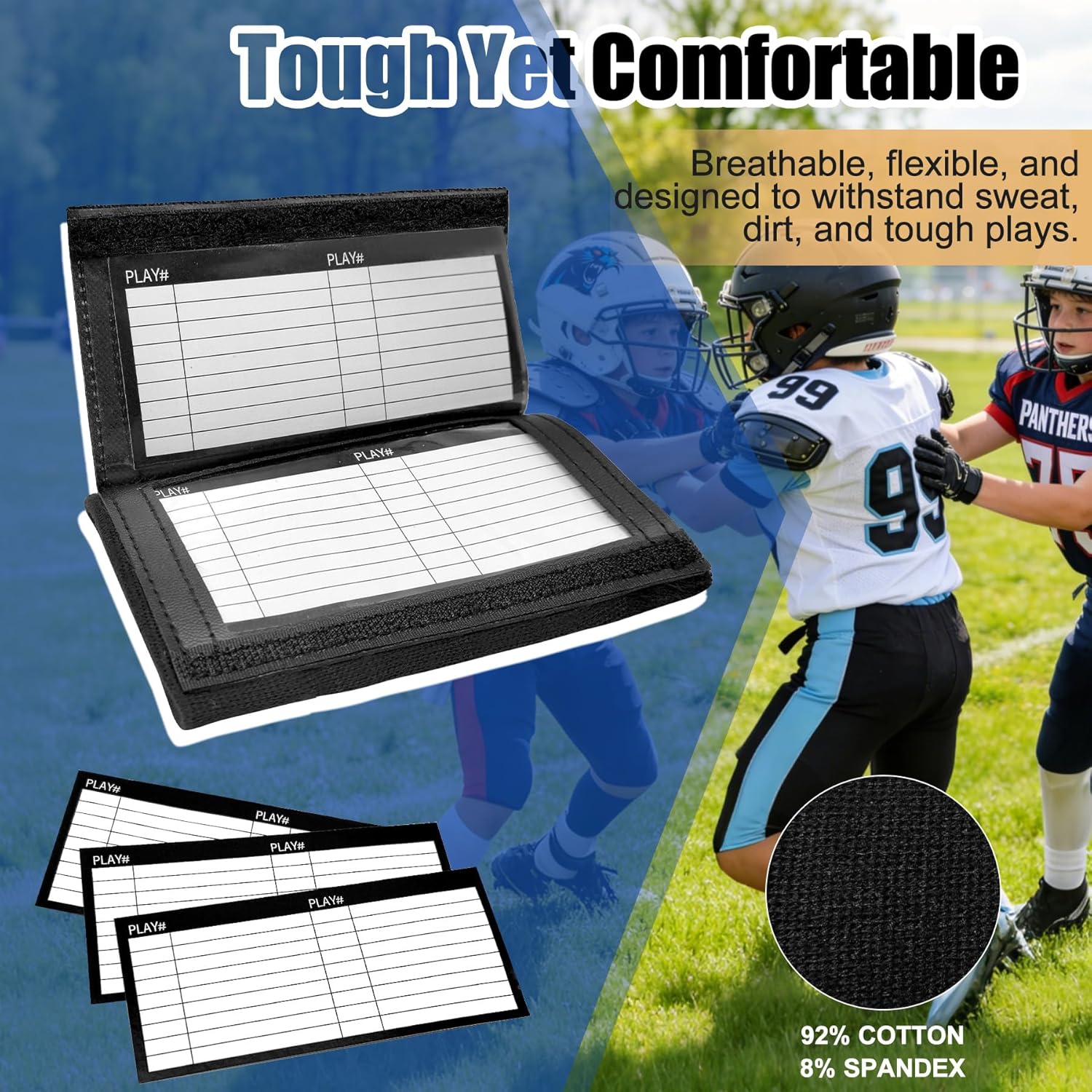 Football Play Wristband Youth,Softball Wristbands for Signs,Football Quarterback Play Wristbands for Youth for All Sports with 3 Compartments