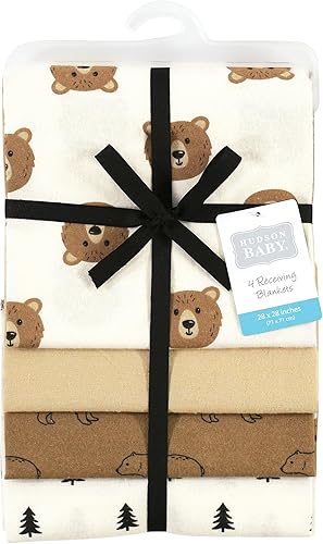 Miniatura 2 de Hudson Baby Manta unisex de franela de algodón para bebé, oso marrón, talla única