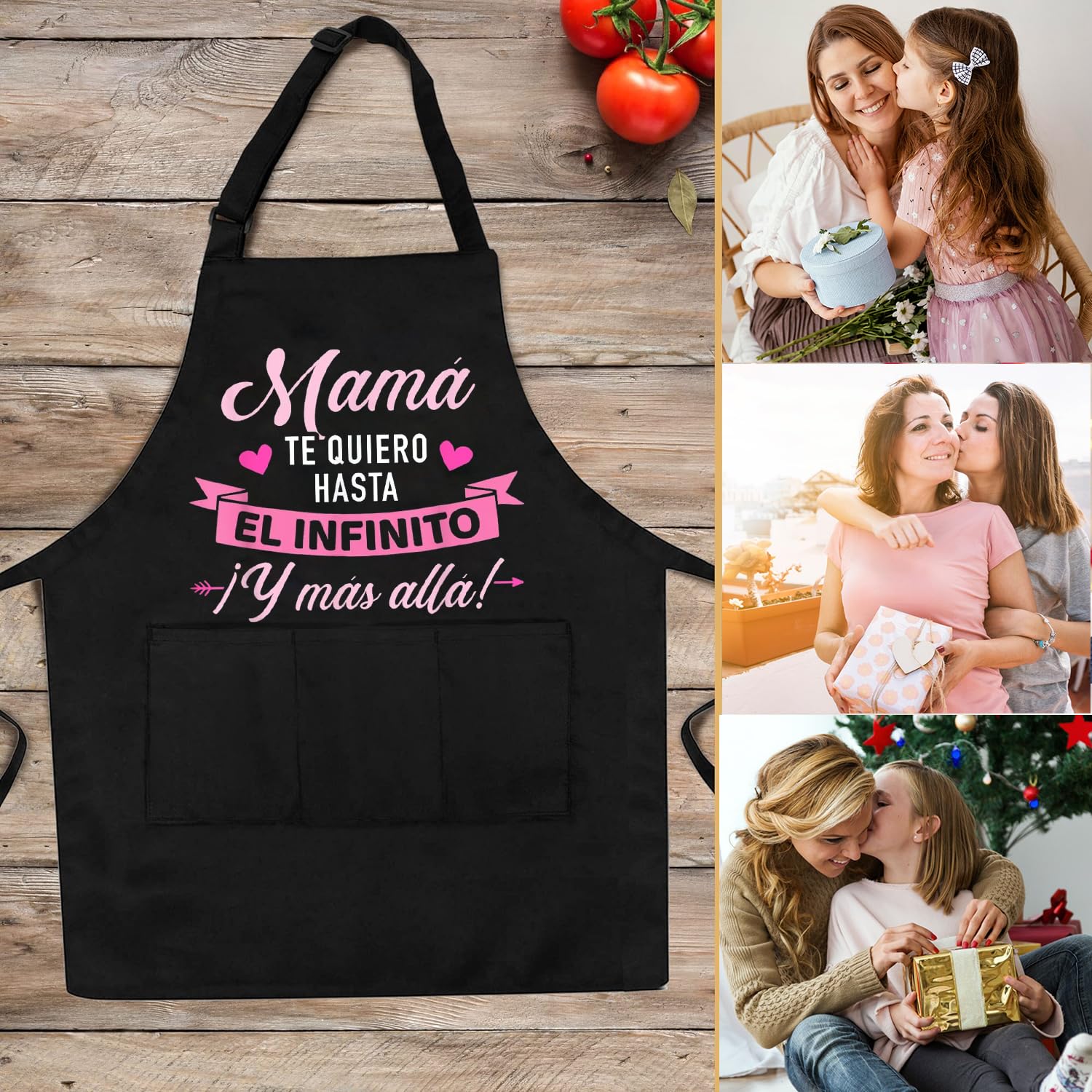 Gkmamrg Mamá Delantales de Cocina - Regalo para mamá - Delantales de chef ajustables para cocina, barbacoa, restaurante de jardinería, barbacoa, café, Regalos para Madres