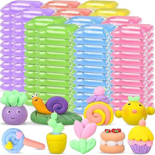 Miniatura 12 de 144 piezas de arcilla seca al aire a granel de 76 onzas Mardi Gras suave DIY modelado kit de arcilla mágica para esculpir regalos para niños