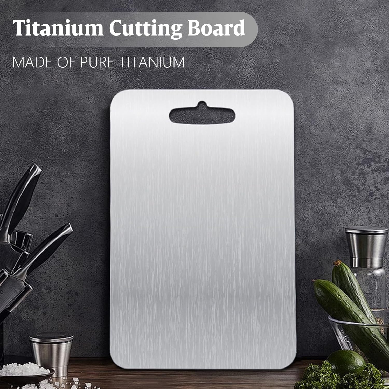 Titanium Cutting Board, 100% Pure Titanium Cutting Boards for Kitchen, Double-Sided Chopping Board for Meat Fruits & Vegetables, Easy to Clean