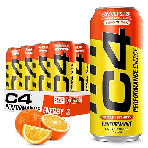 C4 Energy - Bebida energética carbonatada sin azúcar, bebida preentrenamiento + beta alanina, sabor naranja (Orange Slice), 16 onzas líquidas
