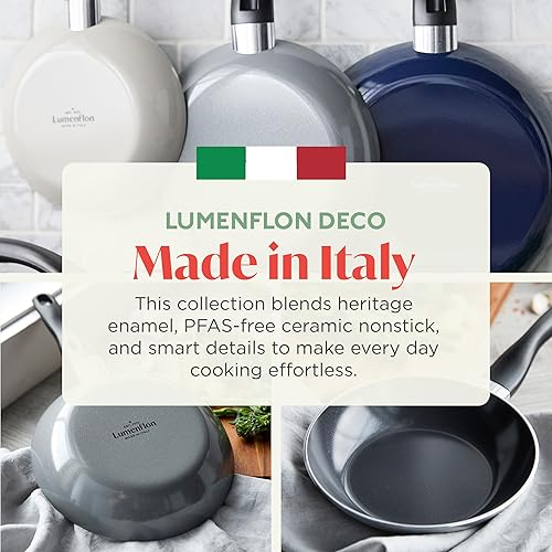Miniatura 7 de Deco - Sartén antiadherente de 8 pulgadas, fabricada en Italia, cerámica de diamante, sin PFAS, apta para lavavajillas y utensilios de metal,