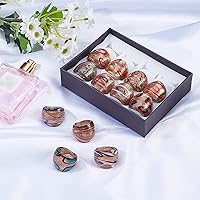 Vista 7 de PH PandaHall La banda ancha hecha a mano mixta de Lampwork anula el diámetro interior del anillo de cristal del color al azar 55.8 ft m ~ 62.3 ft