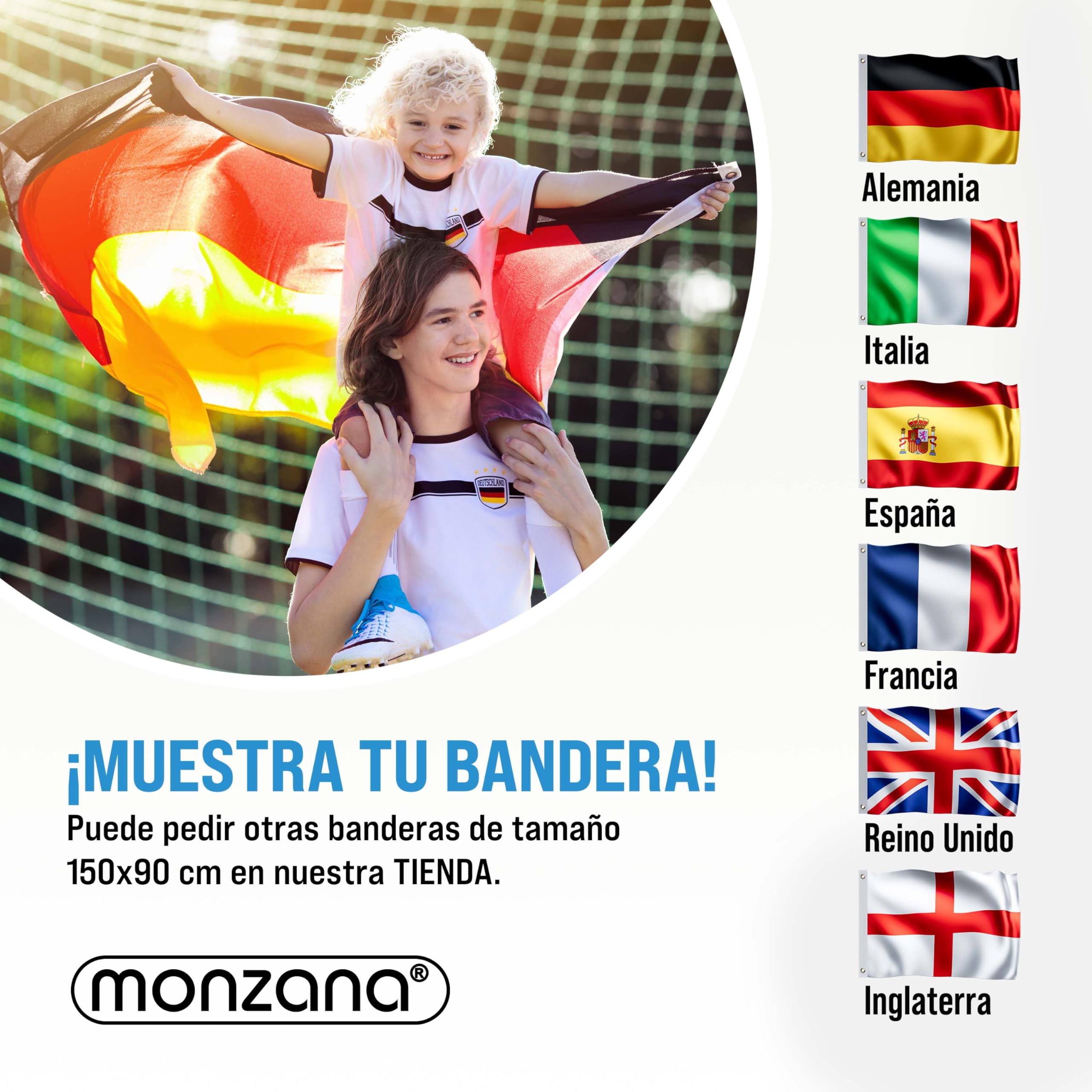 MONZANA® Asta Bandera Aluminio 6,30m Telescopica incl. Anclaje Suelo 60cm Bandera Alemania Alemana