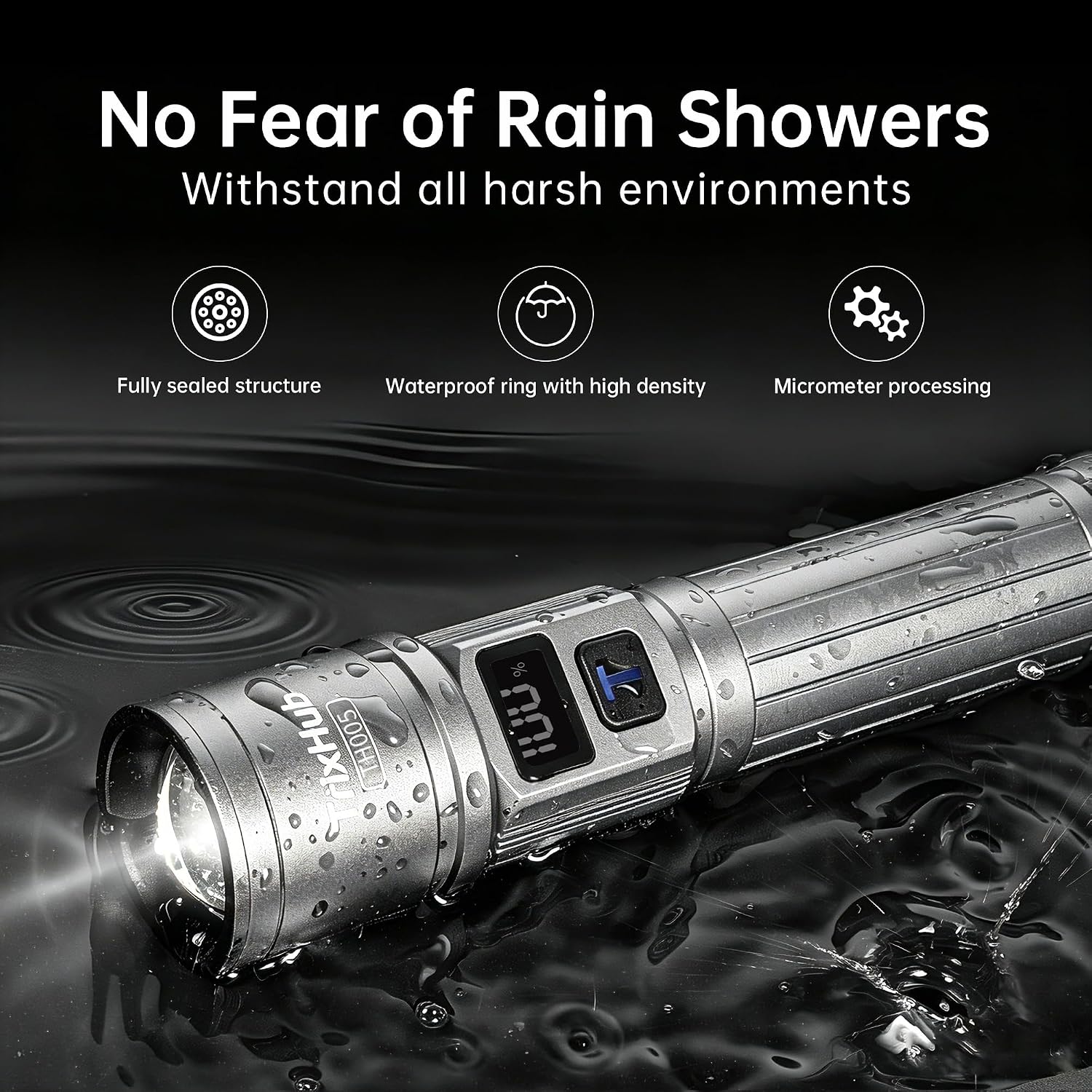 TrixHub Rechargeable Flashlight Super Bright Flashlight (Titanium)