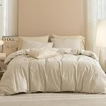 JIYUAN 100% Couvercle de couettes en coton lavé Comfy Style simple doux respirant Texturé Linge durable Feel Bedding pour toutes les saisons Queen, Chocolat Brown