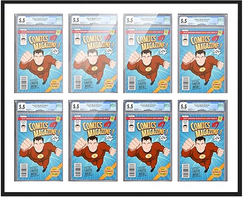 Miniatura 91 de Poster Palooza Marco de cómic con paspartú para 2 cómics CGC, CBCS o PGX Graded Comics – Marco de cómic negro para cómics de 8.125 x 13 pulgadas